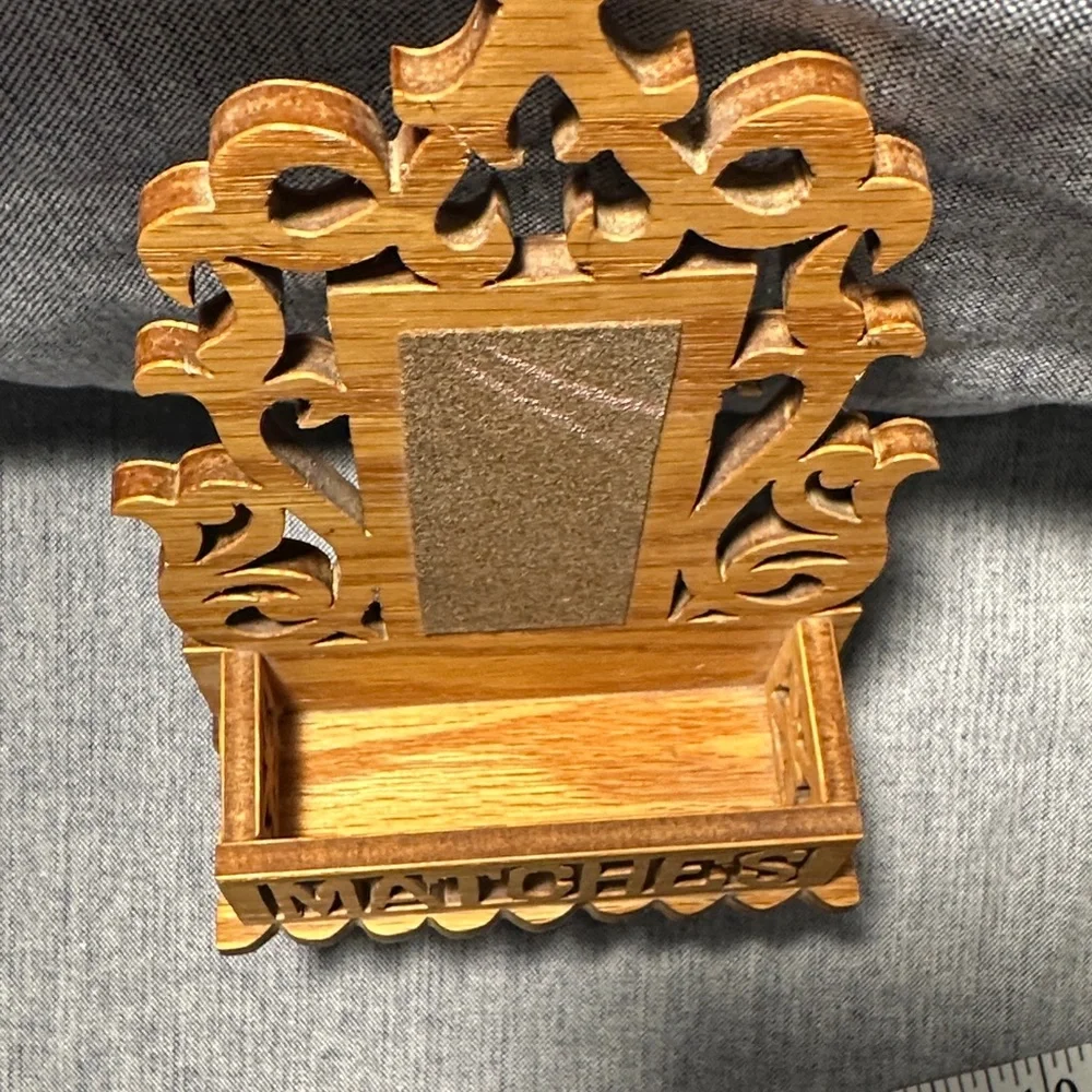 Ornate Wooden Wall Match Holder